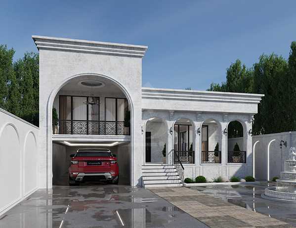 طراحی نما ویلا به سبک نئوکلاسیک در شیراز